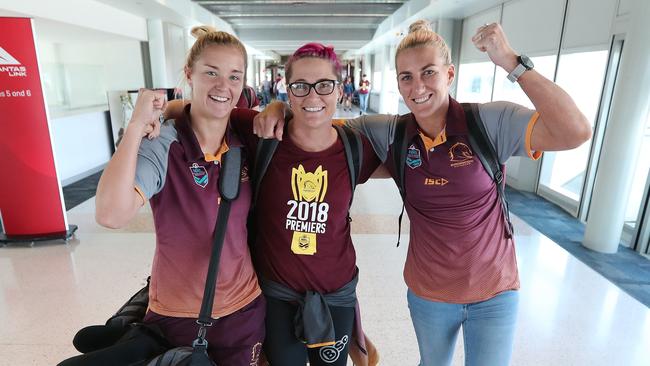 Ward returns to Brisbane with Chelsea Baker and Ali Brigginshaw. (Peter Wallis)