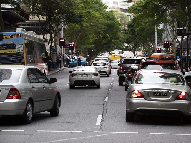 General congestion traffic jam images. Brisbane CBD, 16th of January 2020. (AAP Image/Attila Csaszar)