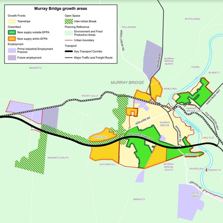 Murray Bridge growth area under the Greater Adelaide Regional Plan. Picture: Supplied.