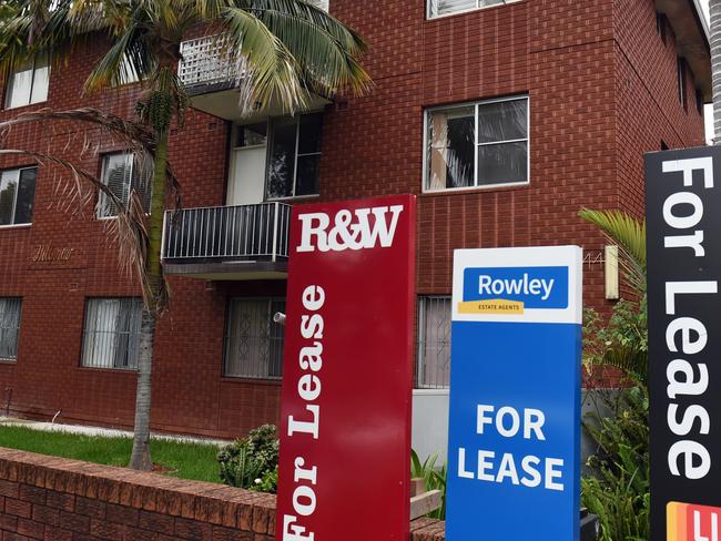 "For Lease" signs are seen outside a block of units in inner Sydney on Friday, April 8, 2016. (AAP Image/Mick Tsikas) NO ARCHIVING