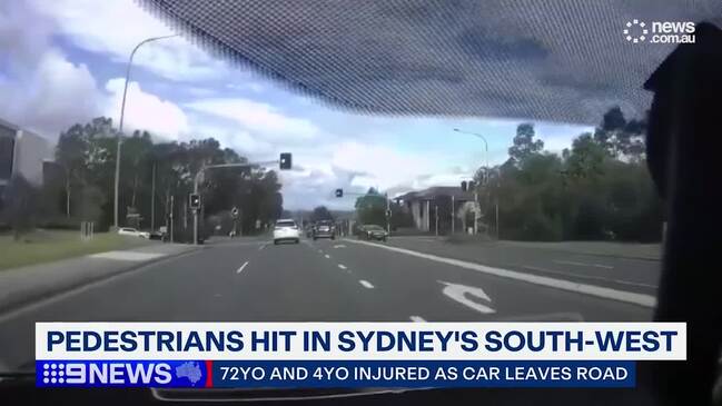 Moment toddler, elderly woman struck by car in Sydney's south-west