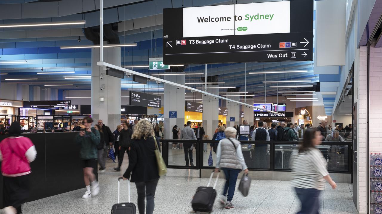 A ‘Welcome to Sydney’ ad at Melbourne Airport. Picture: Supplied