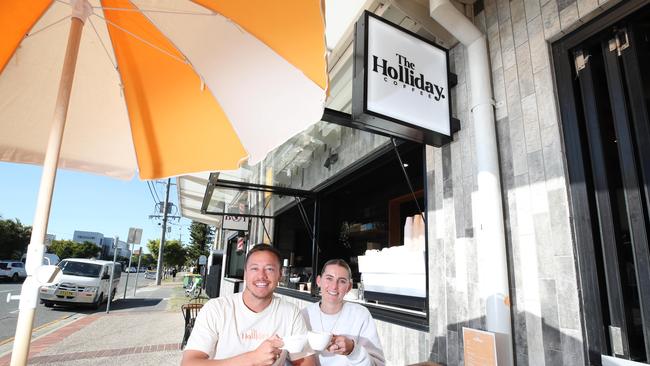 Marcus Wilkins new Holliday Coffee venue at Nobby Beach is a smash hit. He has opened this new business with his partner Olivia Ayres. Picture Glenn Hampson