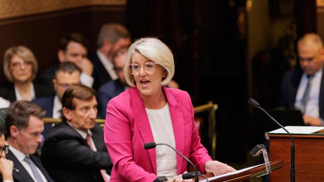 Police minister Yasmin Catley answers questions about the Dural caravan terrorism case during NSW parliament question time. Picture: NewsWire / Max Mason-Hubers