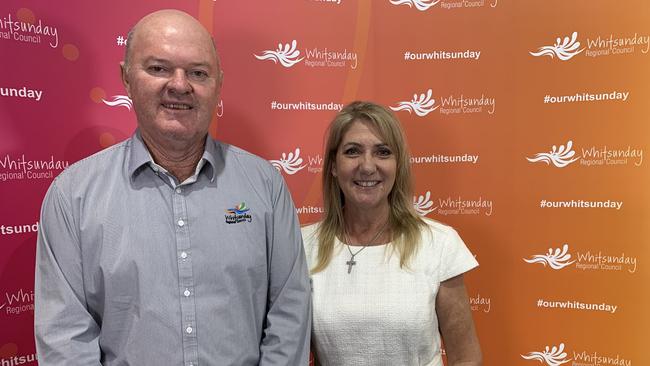 Whitsunday Regional Council Deputy Mayor Gary Simpson with Mayor Julie Hall at council chambers in Proserpine. Picture: Duncan Evans