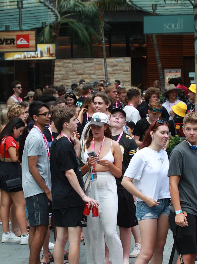 First afternoon of Schoolies in Surfers Paradise for 2021. Pic Mike Batterham