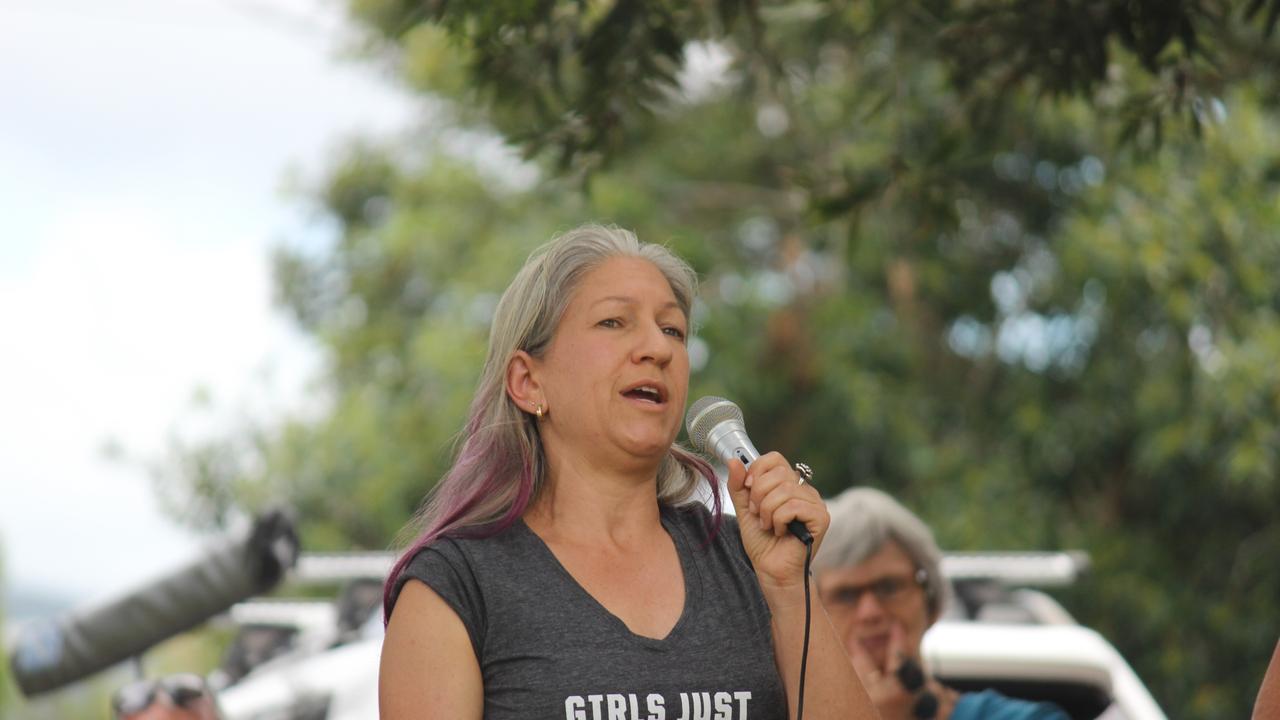 Alison Creenaune. More than 150 people turned out for the Millions March Against Mandatory COVID-19 Vaccines in Coffs Harbour on Saturday February 20. Photo: Tim Jarrett