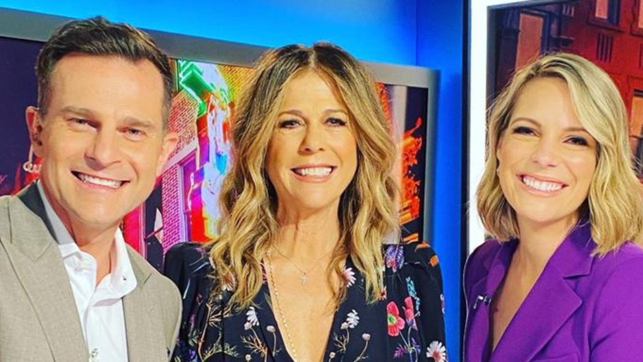 Today Extra hosts David Campbell and Belinda Russell with Rita Wilson on Monday. Photo: @davidcampbell73