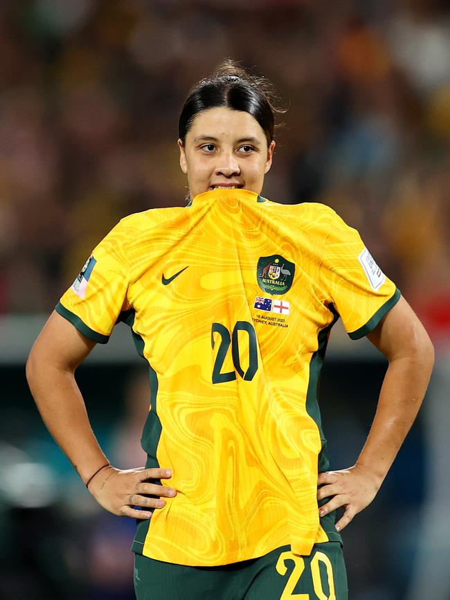 Sam Kerr reacts after a missed chance. Picture: Getty