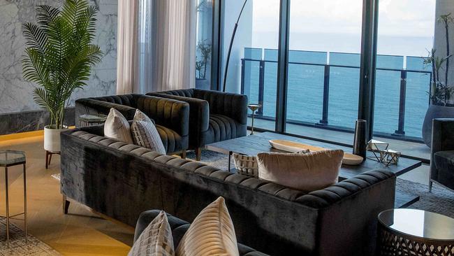 The refurbished Soul penthouse in Surfers Paradise. Andrew Koloadin bought the penthouse off Hong Kong tycoon Tony Fung when it was a concrete shell and rebuilt it from scratch with PQI. Picture: Jerad Williams