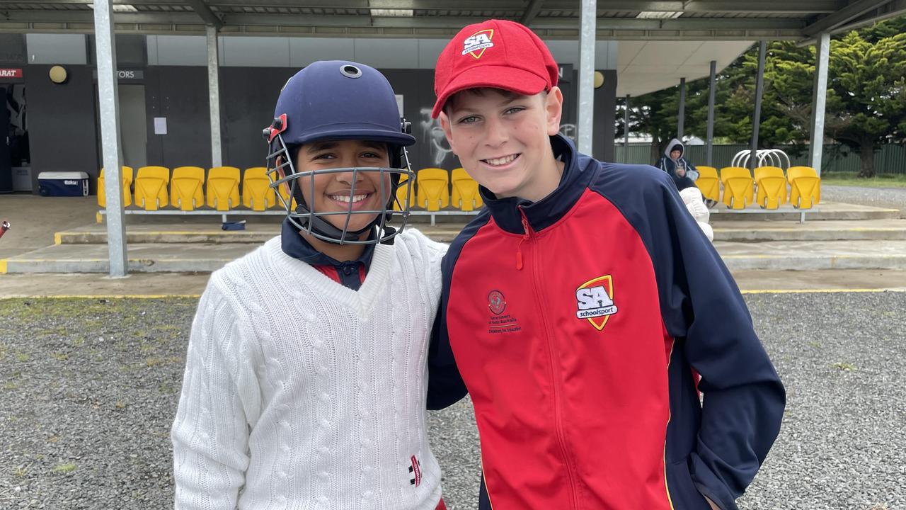 Sneh Thakkar and Aiden Williams playing for South Australia at the School Sports Cricket titles for 12 and under. Picture: Shane Jones.