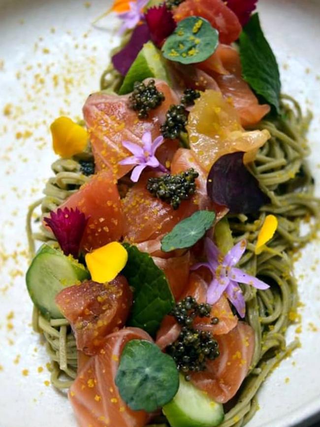 Kuro Bar and Dining’s Soba Salad with salmon. Picture: Facebook