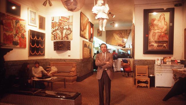 Hotel Chelsea owner and manager Stanley Bard in the art filled lobby of the New York hotel.