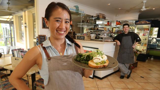 Monica Tjong and husband Gabriele Pirotta at work and a variety of breakfast food and mood photos at Goji Granola Bar and Cafe at Clear Island Waters. Picture Glenn Hampson