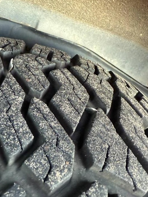 A metal fragment in a tyre. Picture: Facebook