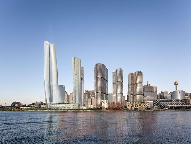 An artist's impression for the proposed Crown hotel and high roller casino at Barangaroo in Sydney, designed by WEA. Picture: Lend Lease