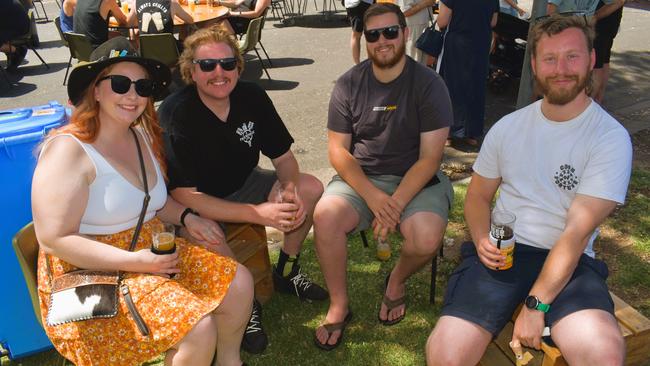 The Gippsland Beer Fest in Tinamba on Saturday, November 16, 2024: Jemma Colgrave, Hugh Debenham, Zac Leclerc and Jesse Van Rhine. Picture: Jack Colantuono