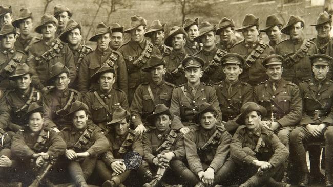 Members of the Australian 13th Field Artillery Brigade photographed at Sains du Nord in France on February 21, 1919 by official war photographer Cyril Jackson.