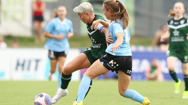 Heyman is the first player to net 100 goals in the A-League Women’s. Picture: Getty Images