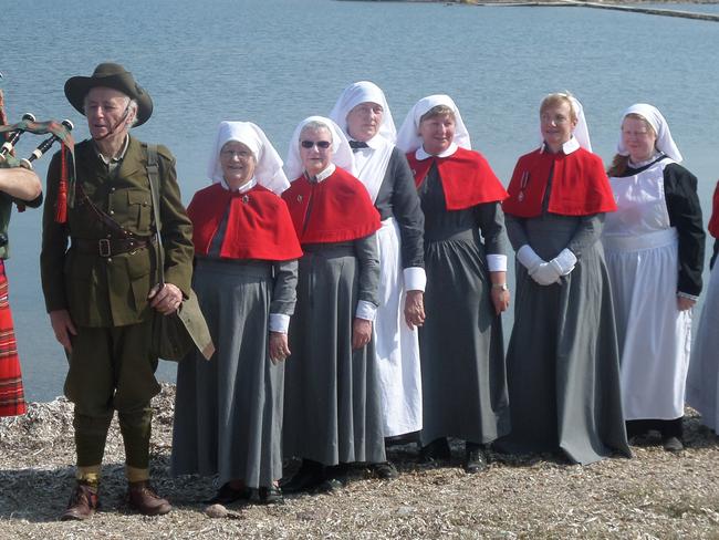 Supplied photo of WW1 nurses re-enactment on Lemnos. Picture: Supplied for Ian McPhedran story