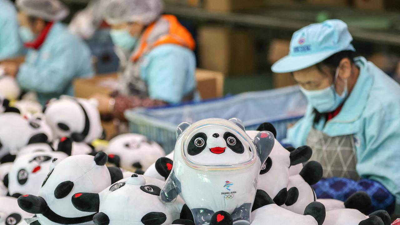 Online hype surrounding the Olympic mascot Bing Dwen Dwen isn’t all that it seems. Picture: AFP/China OUT