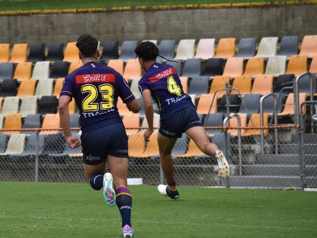 Zephaniah Faumuina races in to score. Picture: Sean Teuma