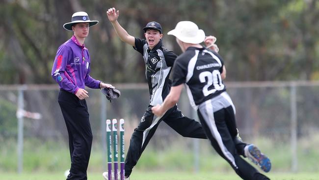 Charlestown took a crucial late wicket. Charlestown v Newcastle City, SG Moore Cup round one at Kahibah Oval. Picture: Sue Graham