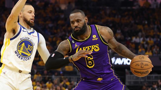 LeBron James had the better of Steph Curry and the Warriors in the first quarter. Picture: Getty Images