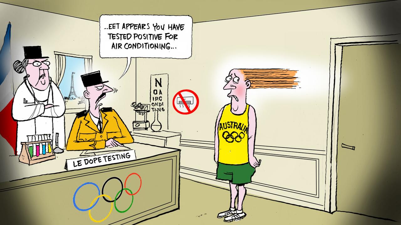 Cartoonist Warren Brown’s view of athletes needing to bring their own airconditioning to the Paris Olympics.