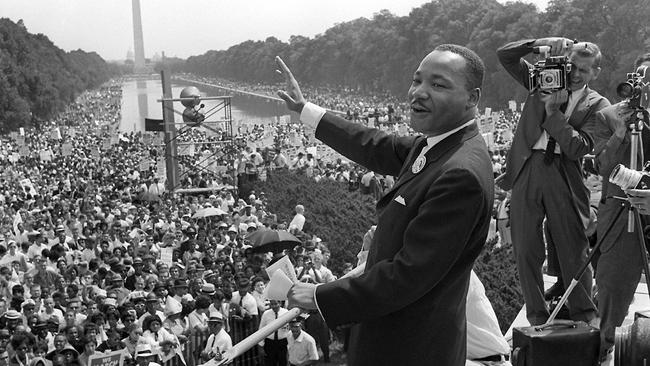 USA civil rights activist Dr Martin Luther King Jnr addressing marchers during his I Have A Dream speech at the Lincoln Memorial in Washington in 1963.