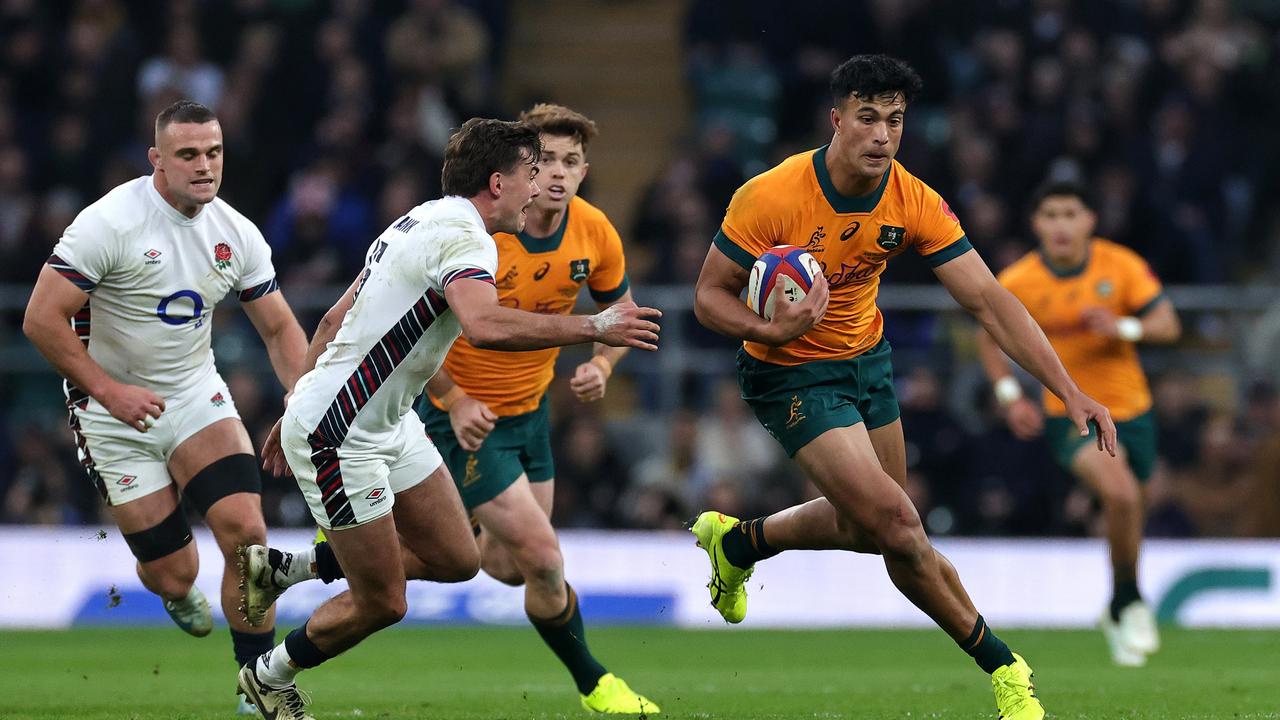 Joseph-Aukuso Suaalii was player of the match on debut. Picture: David Rogers/Getty Images