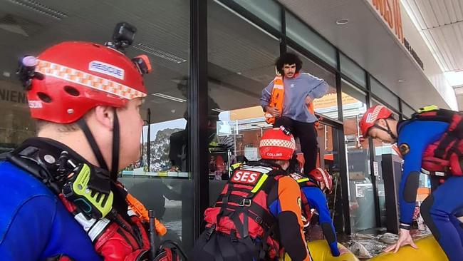 The man entering an SES boat. Picture: NSW SES Kogarah Unit