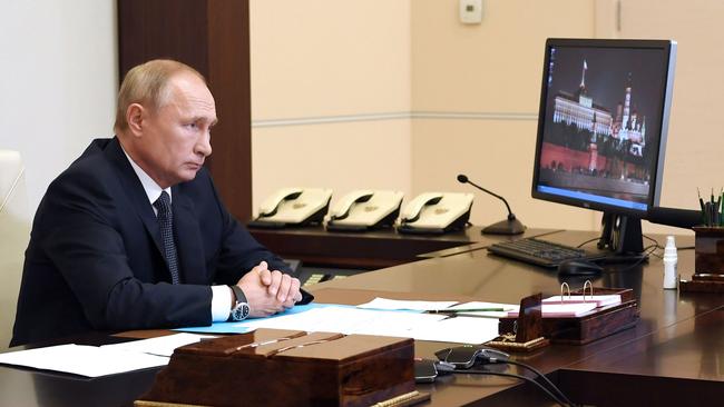 Vladimir Putin announces the breakthrough on Tuesday. Picture: AFP