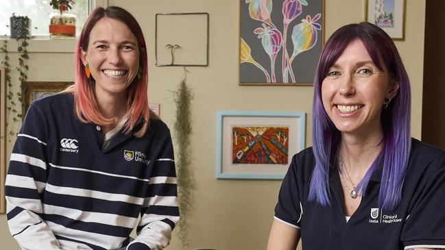 Brittany Johnson with her sister, Jacinta Johnson after being made finalists in the 2024 Young Tall Poppy Awards. Picture: Matt Loxton