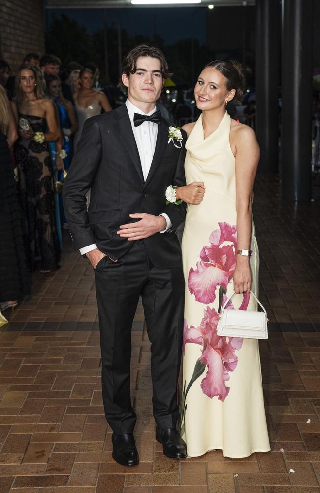 Harry McMillan and partner Cori Coggan at Toowoomba Grammar School formal at Rumours International, Wednesday, November 13, 2024. Picture: Kevin Farmer