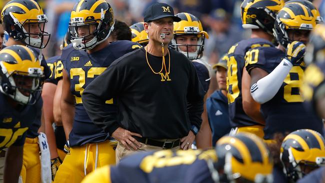 Head coach Jim Harbaugh of the Michigan Wolverines.