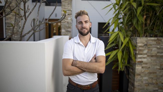 Trampoline artist Fletcher Donohue at his home on the Gold Coast. Photo: Glenn Hunt