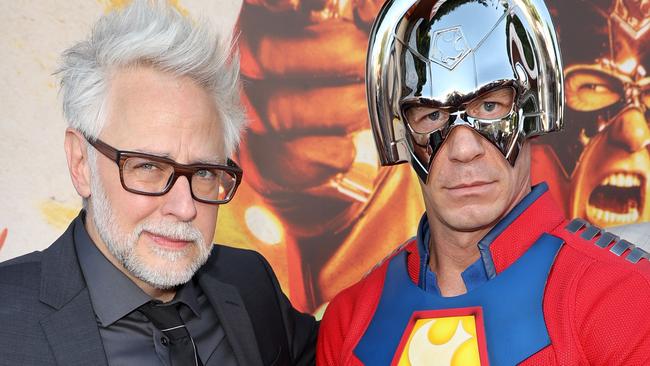 LOS ANGELES, CALIFORNIA - AUGUST 02: (L-R) James Gunn and John Cena attend the Warner Bros. premiere of 