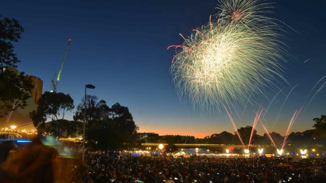 A large crowd enjoyed the 9pm New Year’s Eve fireworks at Elder Park to bring in 2019. Picture: AAP Image/ Brenton Edwards