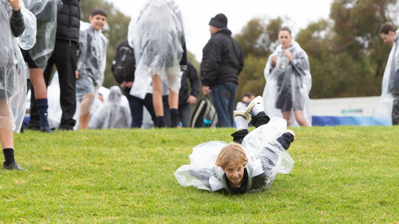 Footy fans soak up the action in SA for Saturday’s offering of Gather Round clashes. Picture: Brett Hartwig