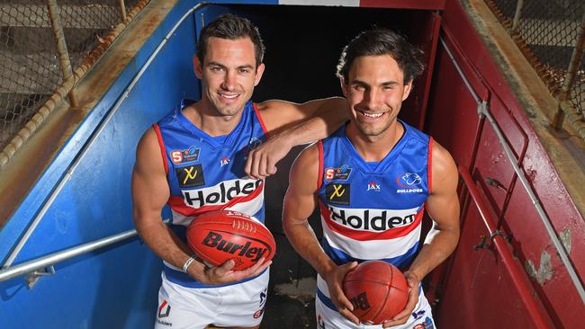 Brothers Daniel and Troy Menzel will run out together for Central Districts when the SANFL resumes. Picture: Tom Huntley