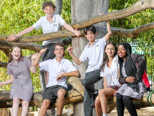 Mount Alexander College is one of the 50 state superstar schools due to Year 9 students like (L to R) Amelia, Coen, Jack, Caleb, Estelle and Iman. Picture: Tim Carrafa.