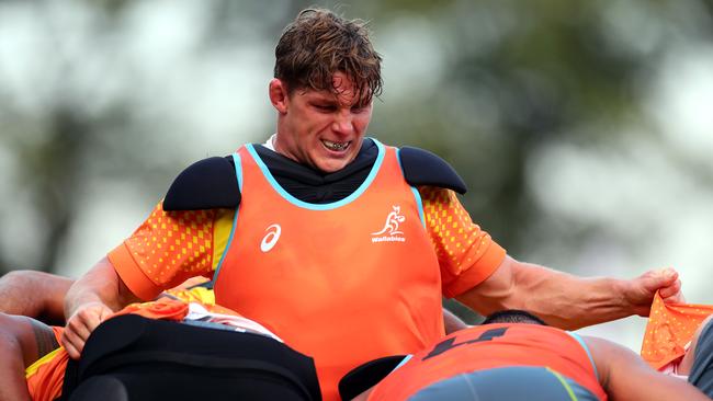 Wallabies captain Michael Hooper at training in Odawara. Picture: Getty Images