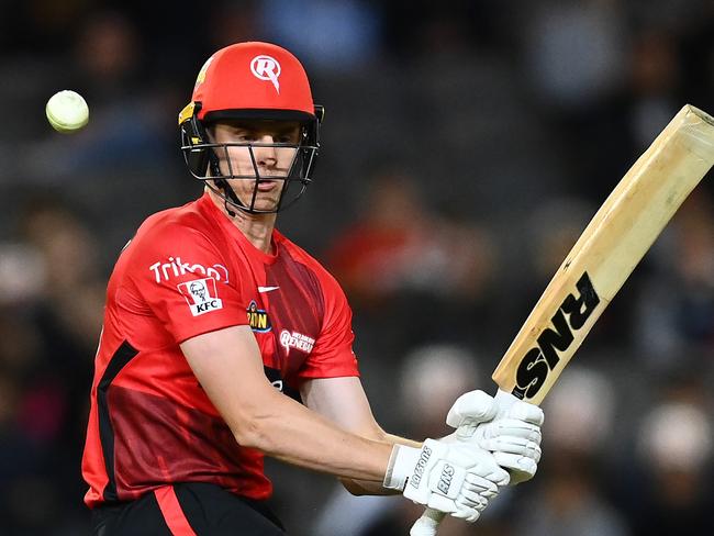 MELBOURNE, AUSTRALIA - DECEMBER 07: James Seymour of the Renegades bats during the Men's Big Bash League match between the Melbourne Renegades and the Adelaide Strikers at Marvel Stadium, on December 07, 2021, in Melbourne, Australia. (Photo by Quinn Rooney/Getty Images)