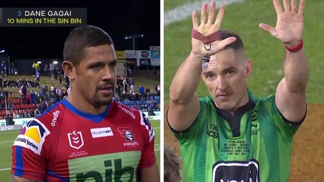 Dane Gagai is sent to the sin bin.