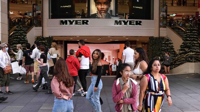 Myer has recorded an impressive half-year profit despite months of interest rate rises hitting household budgets and fresh warnings of slowing consumer spending. Picture: NCA NewsWire / Flavio Brancaleone