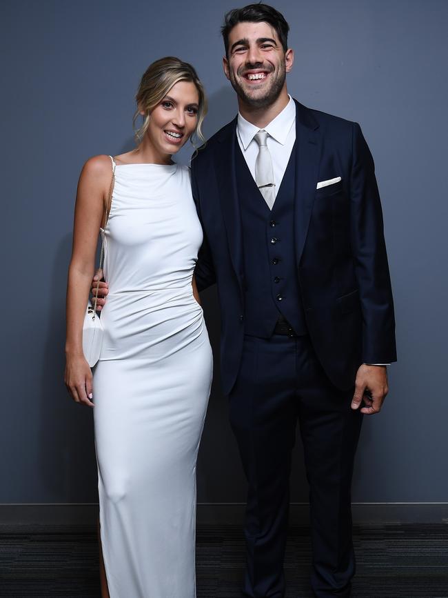 Christian Petracca with his partner Isabella Beischer. Picture: Getty Images