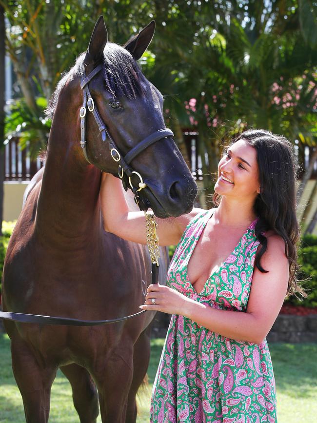 Emily Schulz has been in the industry for many years. Emily with Lot 78, a Justify/Global Glamour filly from Coolmore. Picture: Glenn Hampson