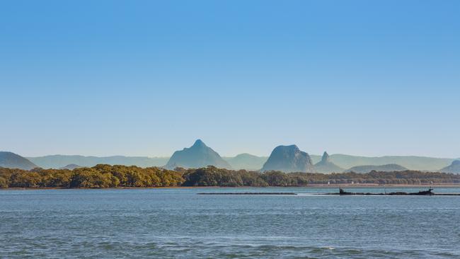 COPYRIGHT WARNING for Moreton Life ONLY. Phone Kylie Knight 3480 8226. The Ferryman Cruises at Bribie Island. The view on board of the Glasshouse Mountains. For feature on businesses on the water.