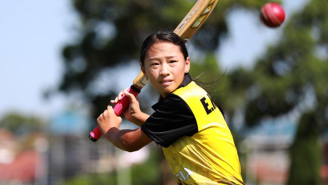 Elsa Hunter, 13, represented the Malaysian senior women’s cricket team at an international T20 tournament in Thailand last month. Picture: Angelo Velardo